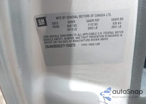 2007 Buick Lacrosse Cxl from USA, damaged, VIN 2G4WD582271154270